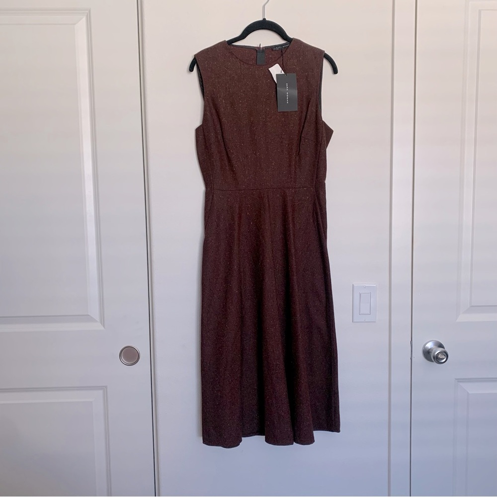 NWT ZARA WOMEN TWEED MIDI SKATER DRESS